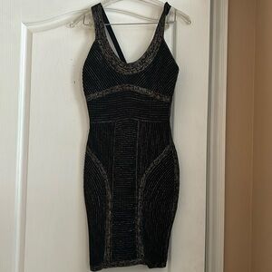 Vintage black silver Herve leger medium dress worn once